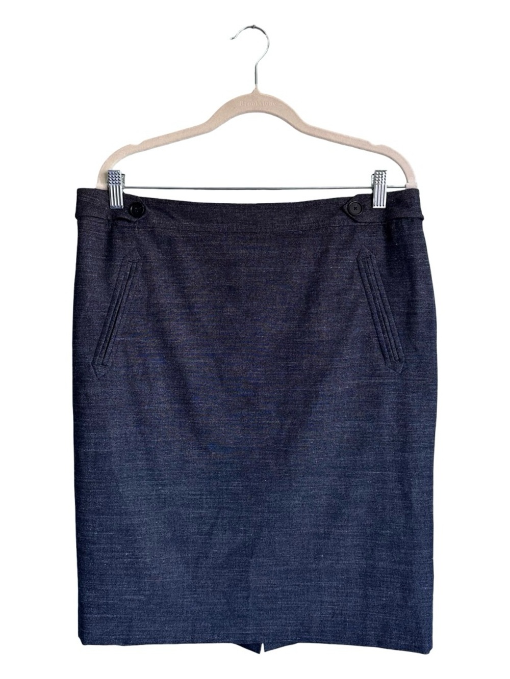 LOFT Women’s Blue Linen Blend Pencil Skirt Size 14 EUC Business Preppy Classic